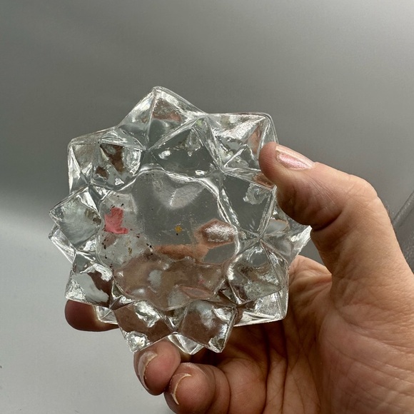 Indian Glass Co Crystal diamond point clear glass tealight candleholders - Picture 3 of 5